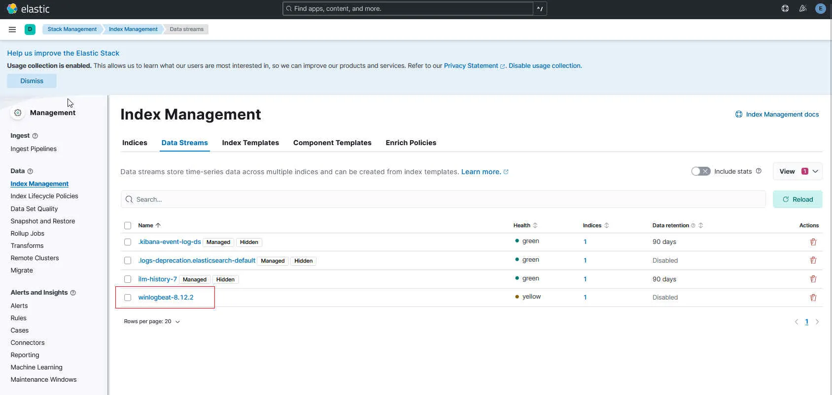 Elasticsearch Index Management mit Winlogbeat-Index