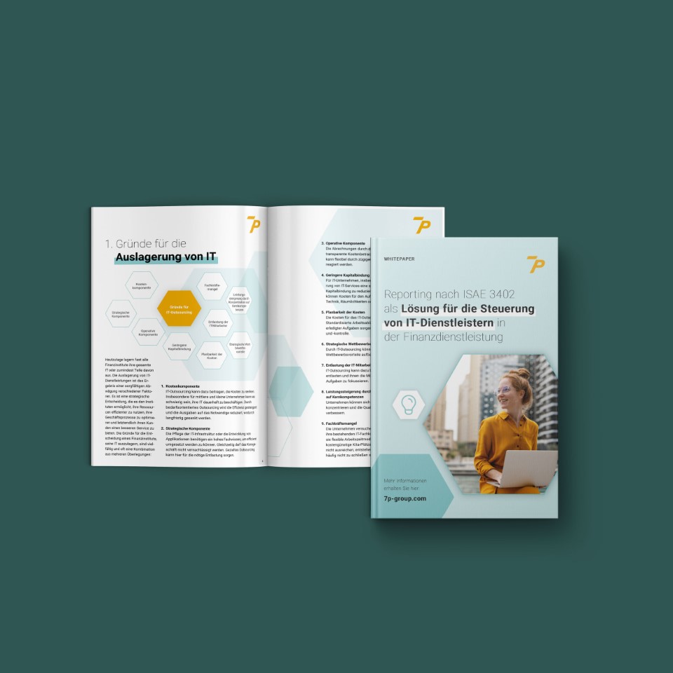 Whitepaper zur IT-Dienstleistung in der Finanzdienstleistung mit Frau am Laptop