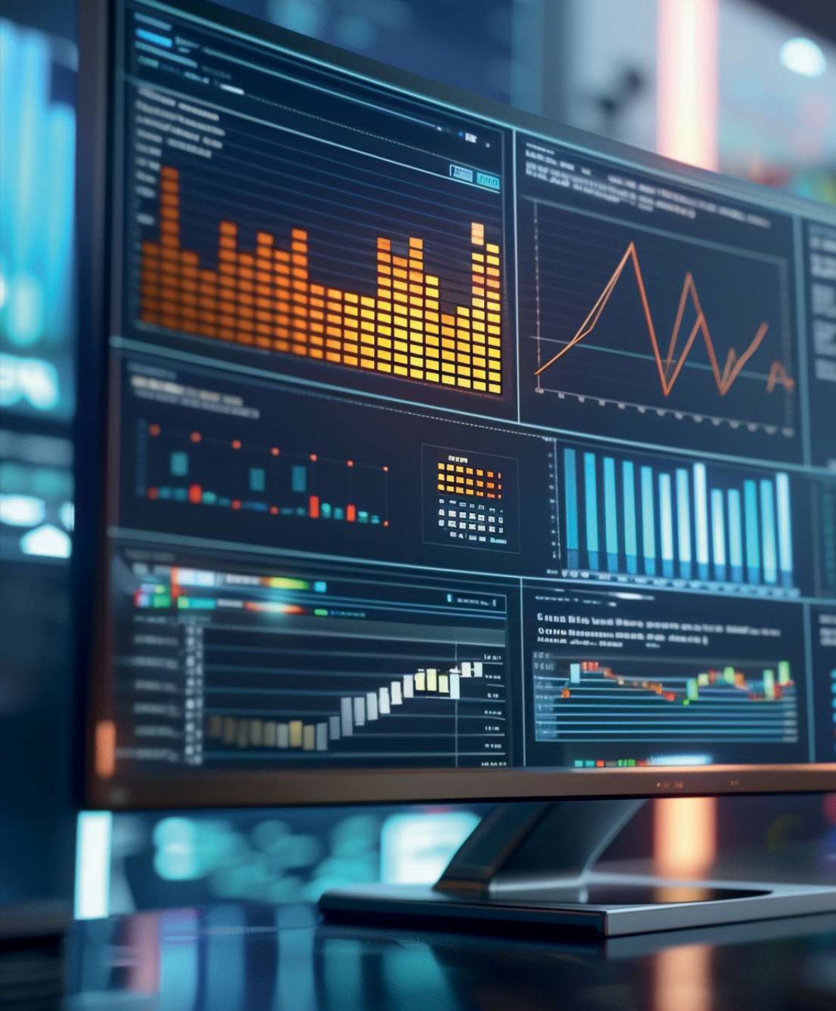 Professionelle Datenvisualisierung mit Diagrammen und Analysen auf Monitor