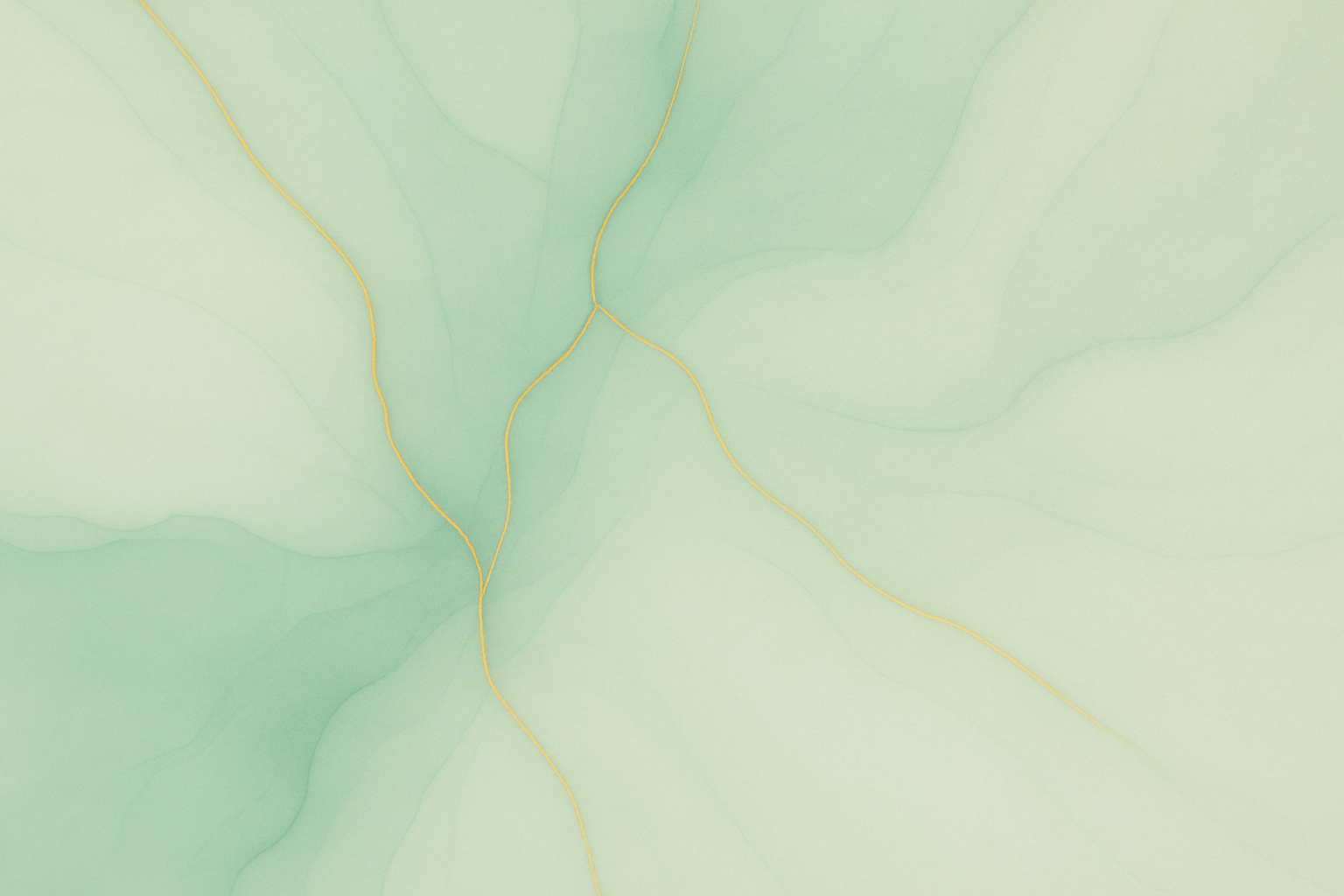 Abstrakte Wasserfarben-Komposition in Mint- und Creme-Tönen mit Goldlinien
